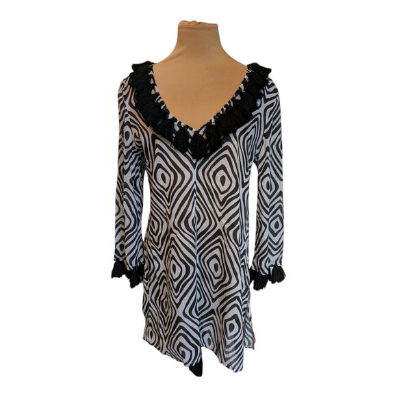 Mud Pie Kendall Swim Pool Beach To Bar Cover Up Dress Fringe Size Small Boho New - Picture 1 of 6